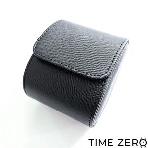 New Black Saffiano Leather Protective Watch Roll by Time Zero